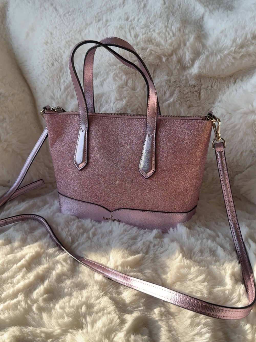 Kate Spade Pink Metallic Glitter Mini Tote